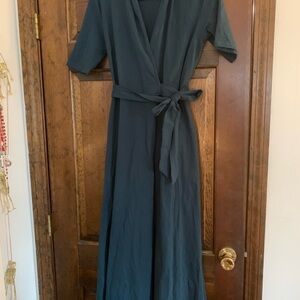 eShakti Cotton Jersey Midi Wrap Dress